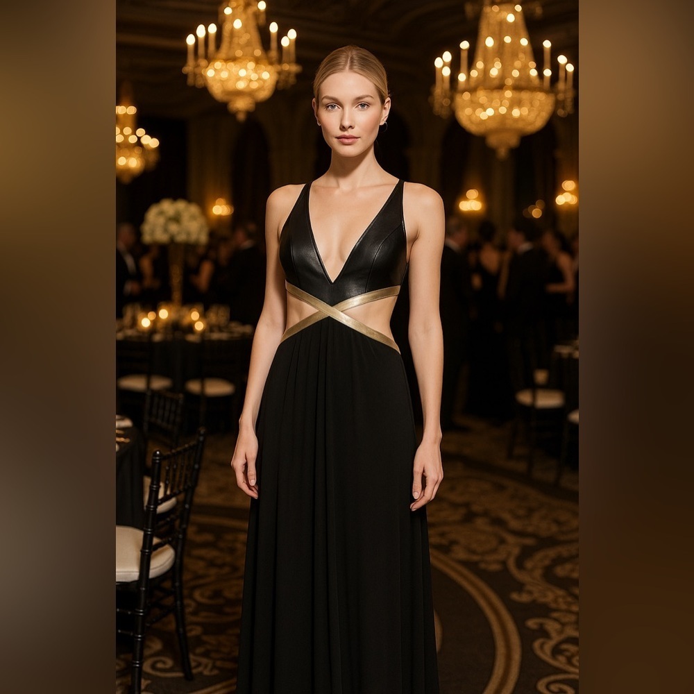 Vintage Aidan Mattox Black Cut-Out, Backless Jersey Gown!! NWT — Size 6